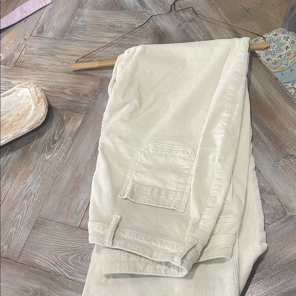 Anthropologie Cream Corduroy Pants